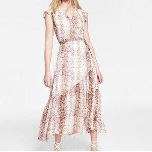 Bar III Elegant Snake Print Maxi Wrap Dress Medium